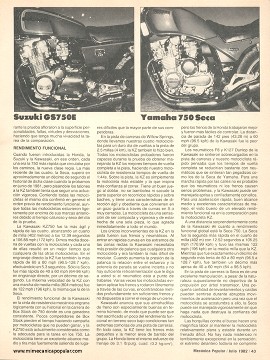 Las rápidas motocicletas 750 - Julio 1982