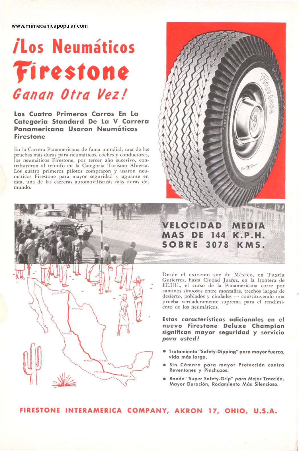 Publicidad - Neumáticos Firestone - Marzo 1955