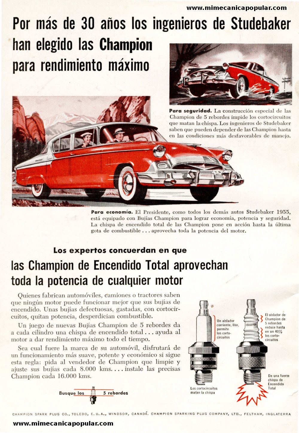 Publicidad - Bujías Champion - Junio 1955