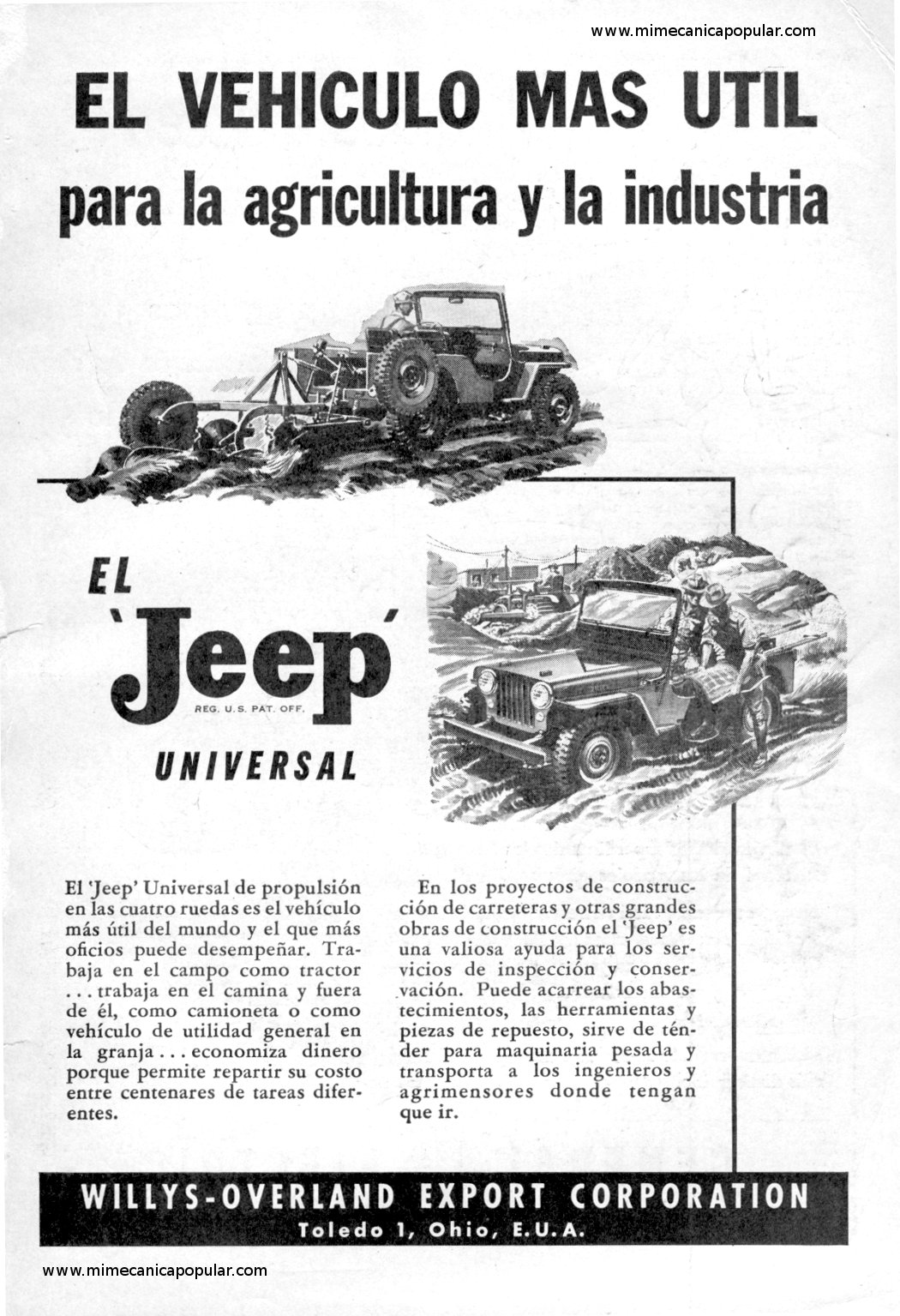 Publicidad - Jeep Universal - Noviembre 1950