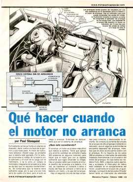 Qué hacer cuando el motor no arranca -Febrero 1988
