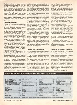 Informe de los dueños: Rabbit Diesel VW de 1978 - Junio 1979