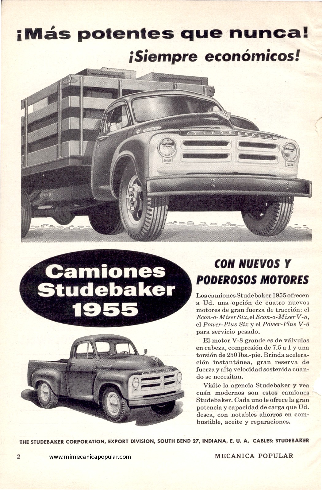 Publicidad - Camiones Studebaker - Noviembre 1954