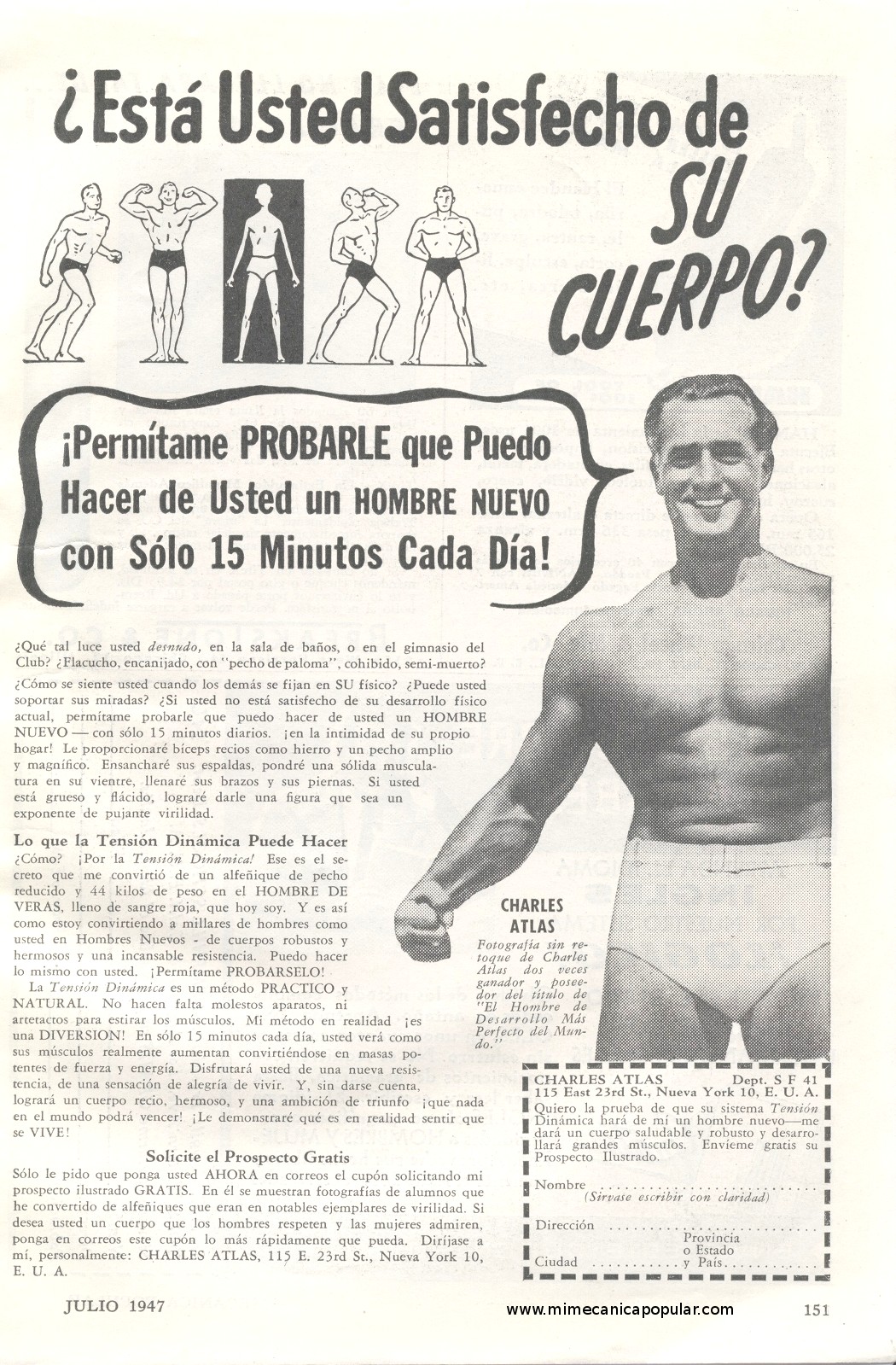 Publicidad - Charles Atlas - Julio 1947