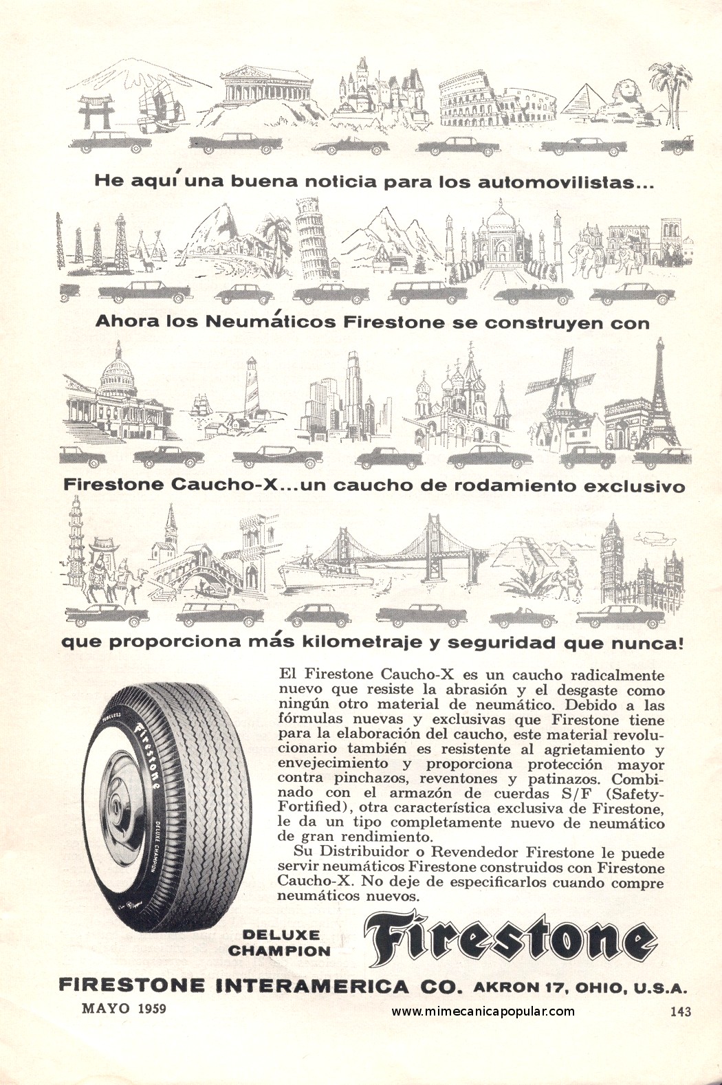 Publicidad - Neumáticos Firestone - Mayo 1959