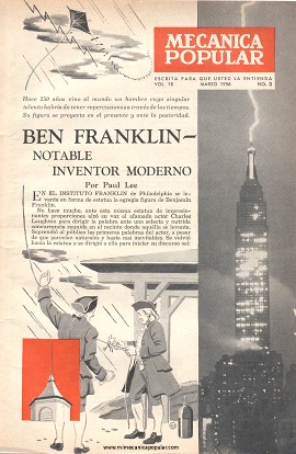 Benjamín Franklin notable inventor moderno - Marzo 1956