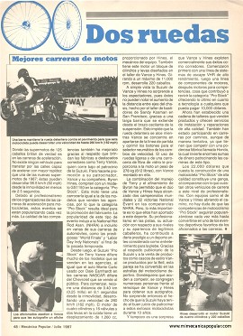 Dos ruedas: Mejores carreras de motos - Julio 1987