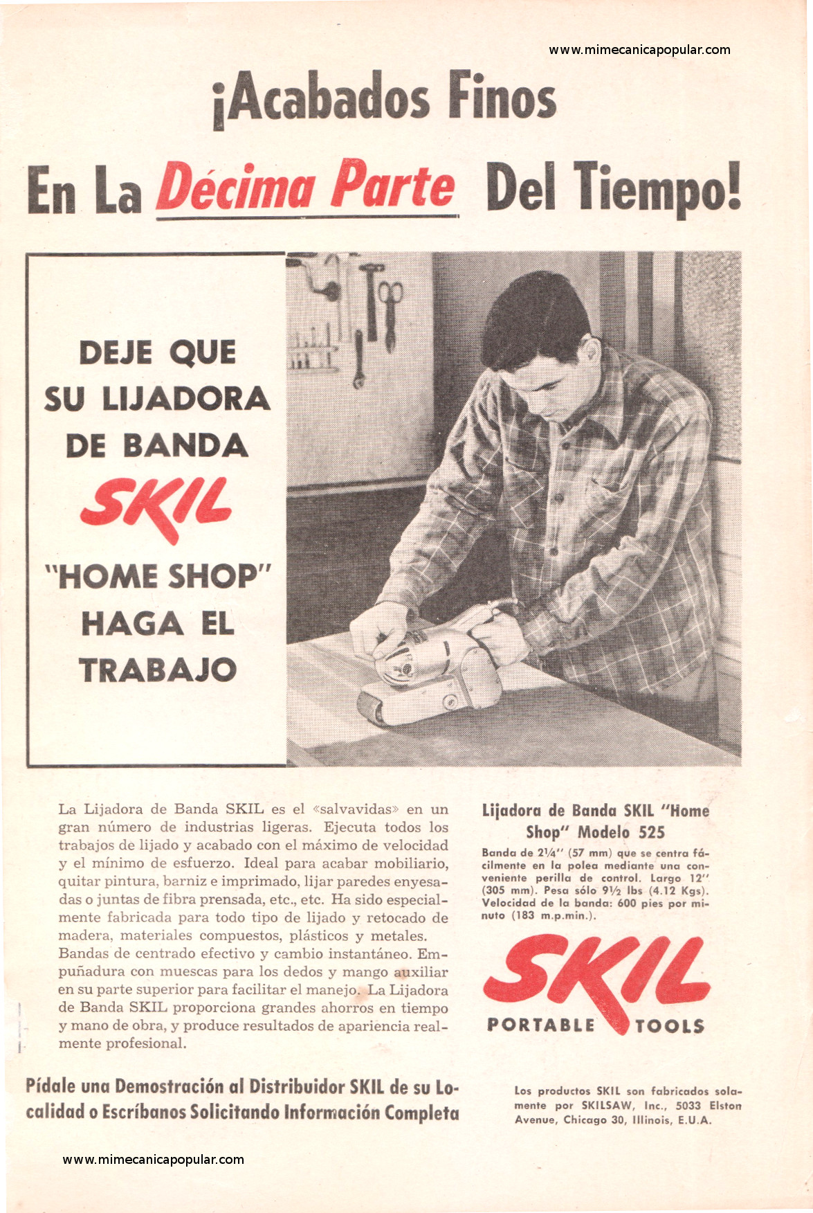 Publicidad - Lijadora de Banda Skil - Septiembre 1952