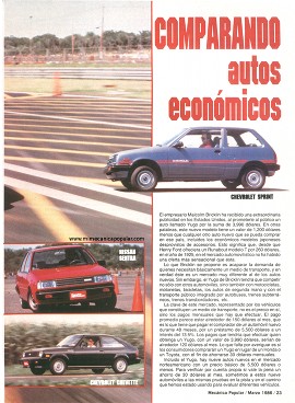 Comparando Autos Económicos - Marzo 1986