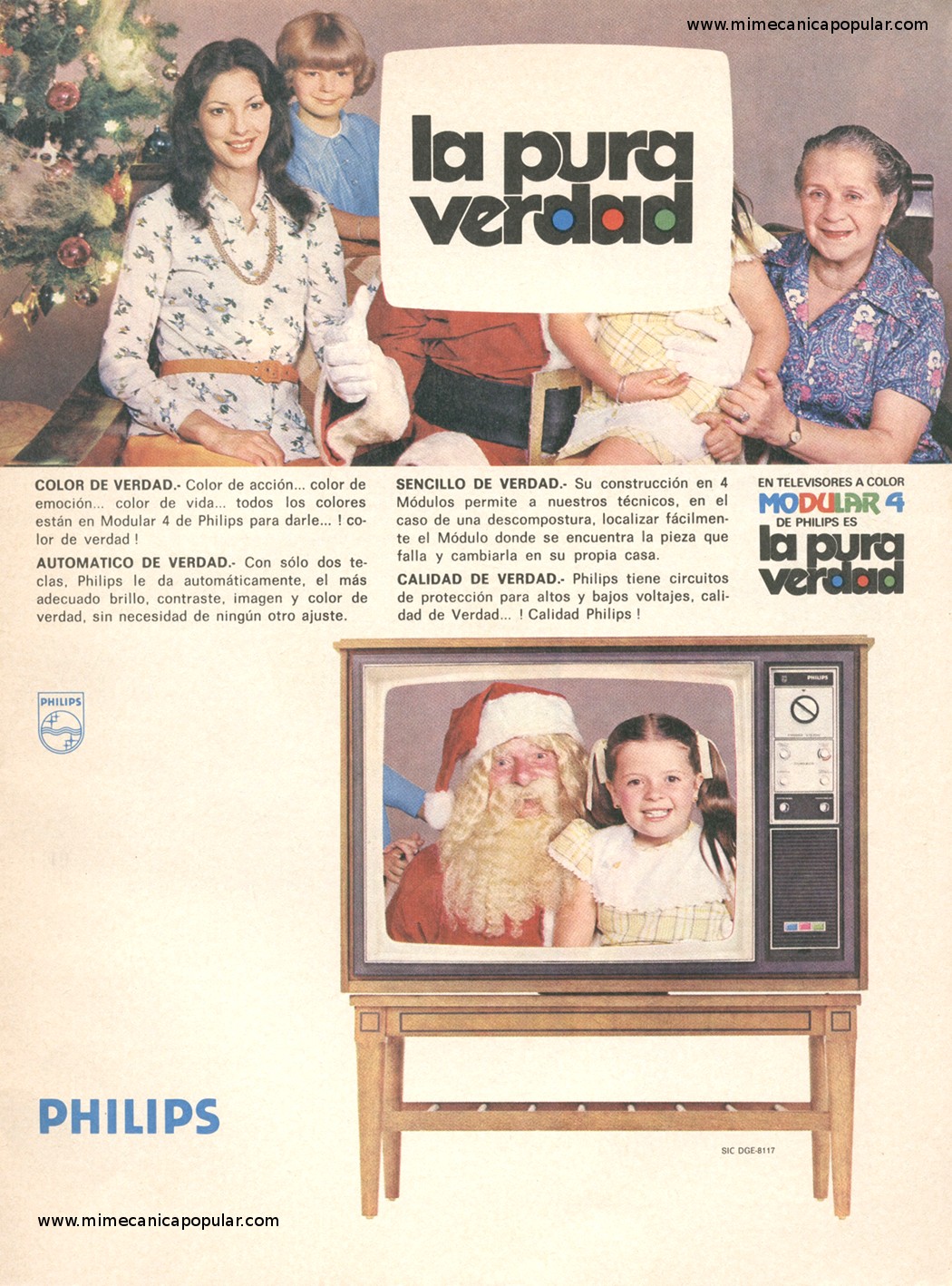 Publicidad - Televisores a Color Modular 4 de Philips - Noviembre 1976