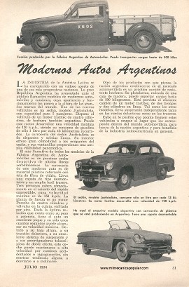 Modernos Autos Argentinos - Julio 1954