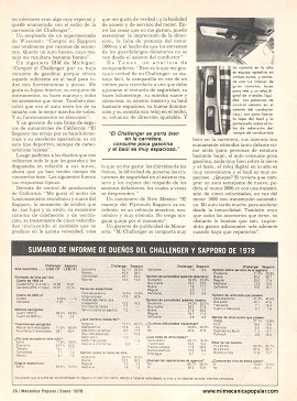 Reporte de los dueños del Challenger y Sapporo - Enero 1979