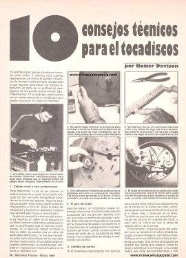 10 consejos técnicos para el tocadiscos - Marzo 1984