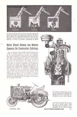 Motor Diesel Alemán con Nuevas Cámaras De Combustión Esféricas - Enero 1952