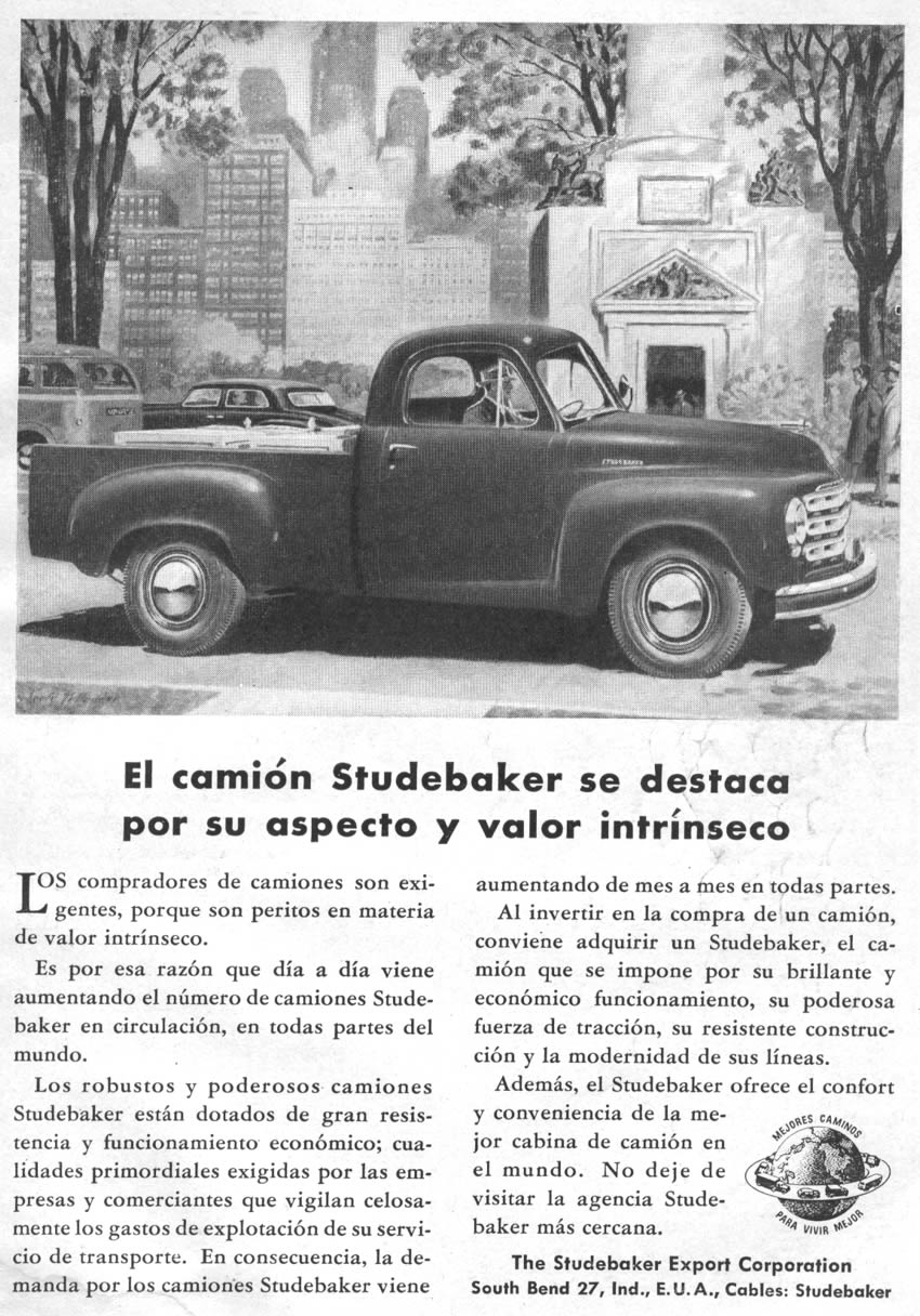 Publicidad - Camión Studebaker - Febrero 1950