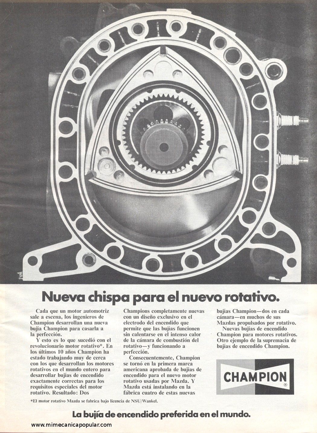 Publicidad - Bujías Champion - Septiembre 1972