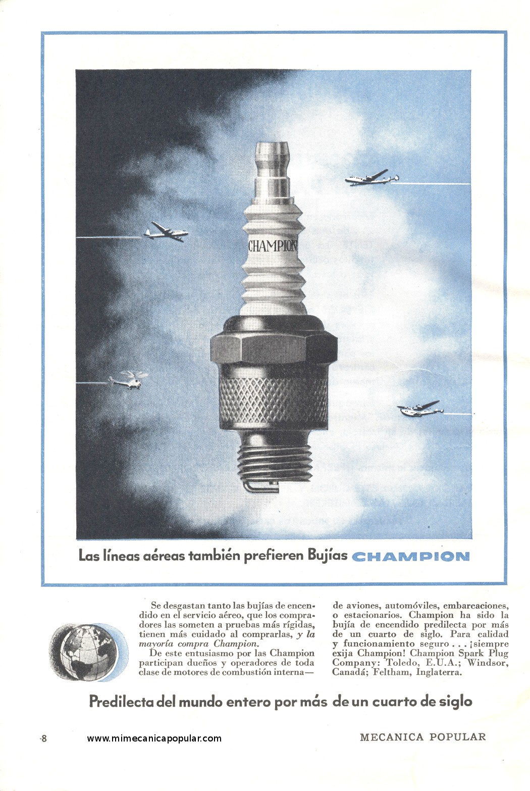 Publicidad - Bujías Champion - Febrero 1950
