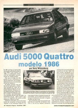 Audi 5000S Quattro modelo 1986 -Diciembre 1985