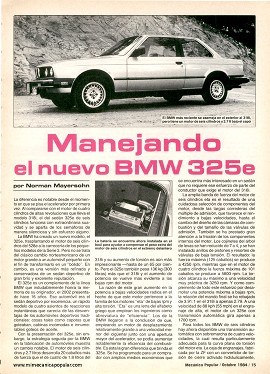 Manejando el BMW 325e - Octubre 1984