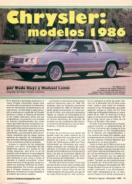 Chrysler modelos 1986 -Diciembre 1985