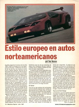 Estilo europeo en autos norteamericanos - Julio 1987