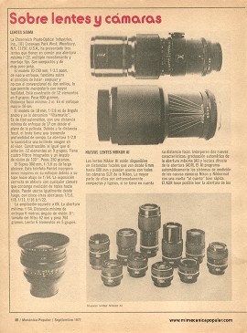 Fotografía: Sobre lentes y cámaras - Septiembre 1977