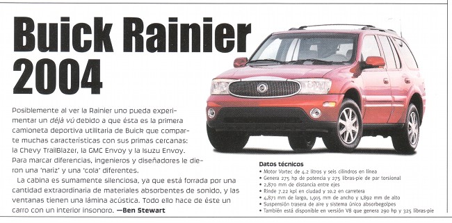 Buick Rainier 2004 - Septiembre 2003