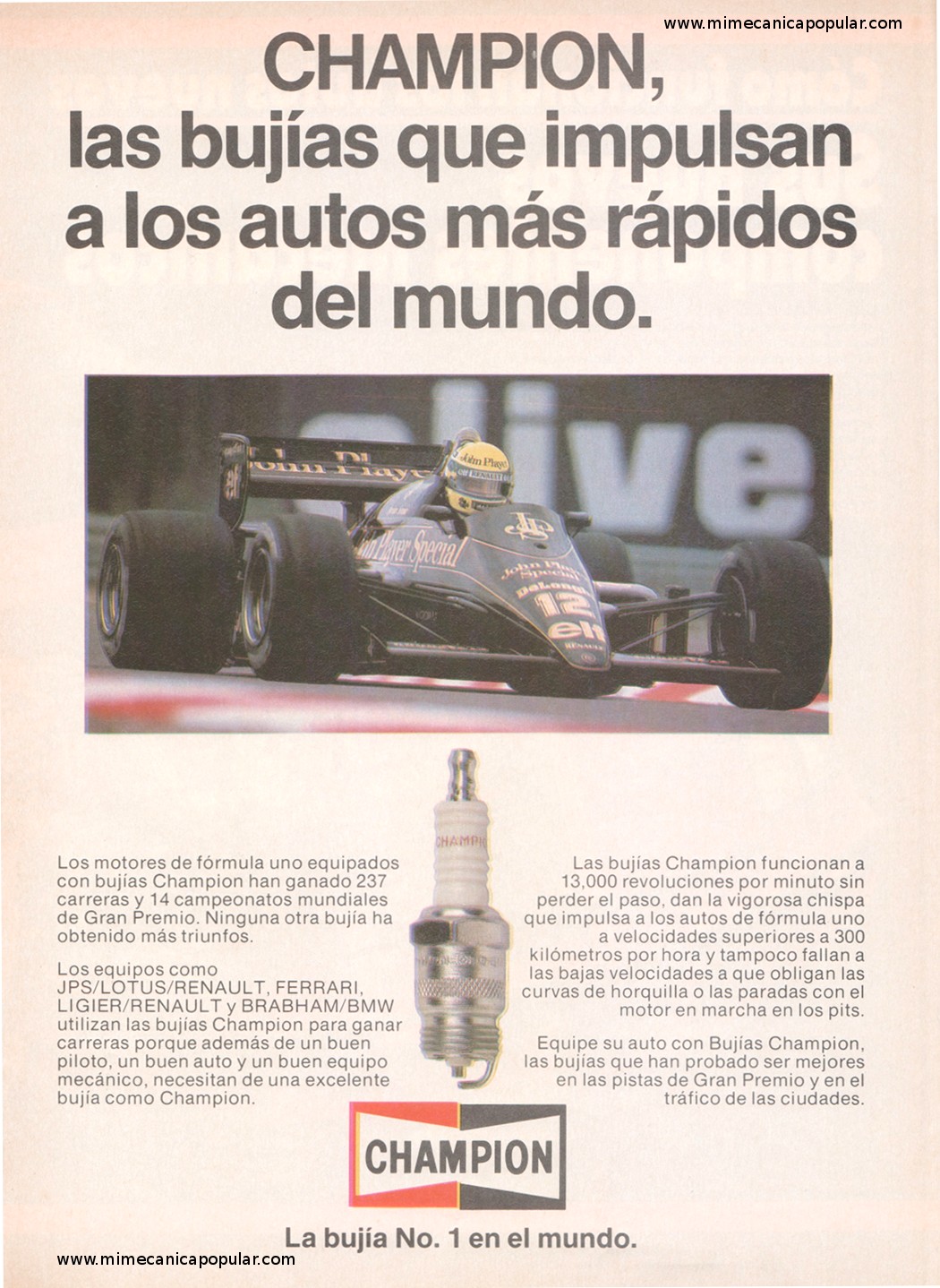 Publicidad - Bujías Champion - Diciembre 1986
