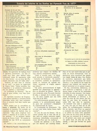 Informe de los Dueños del Plymouth Fury 1977 - Septiembre 1977