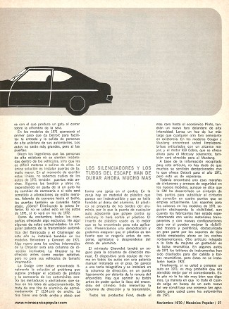 Mejoras verdaderas que presentan los autos de 1971 - Noviembre 1970