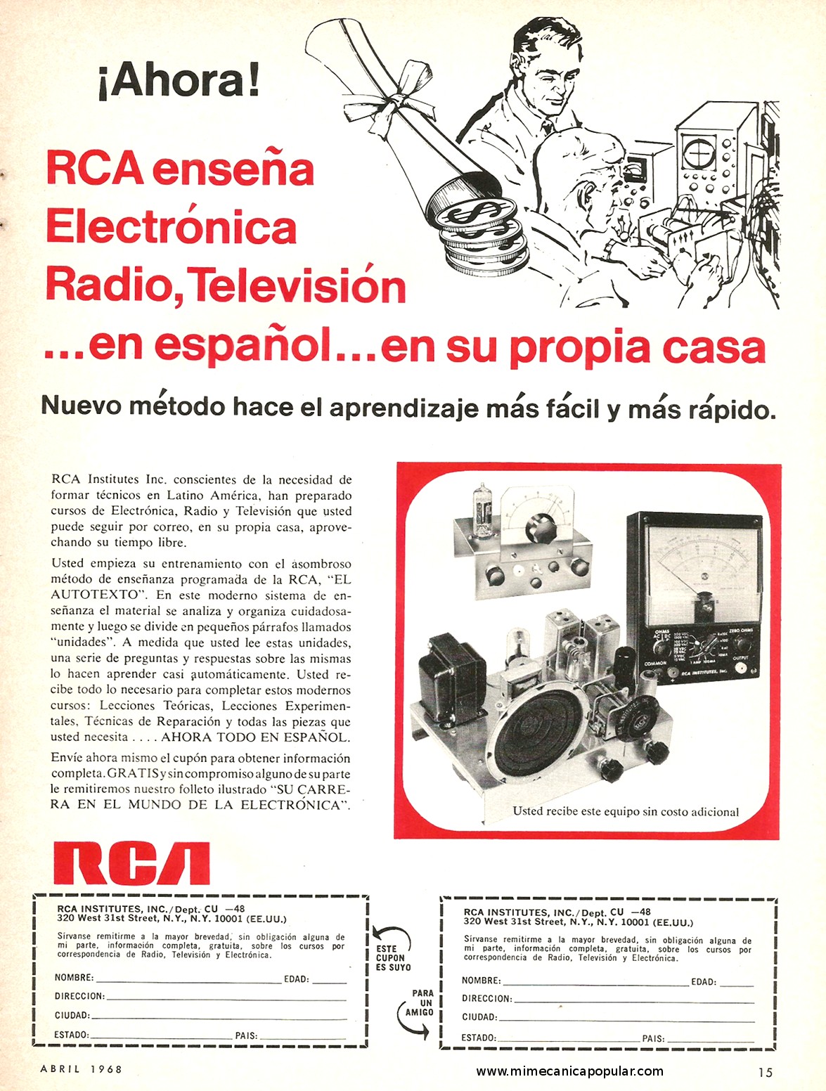 Publicidad - RCA Institutes, Inc - Abril 1968