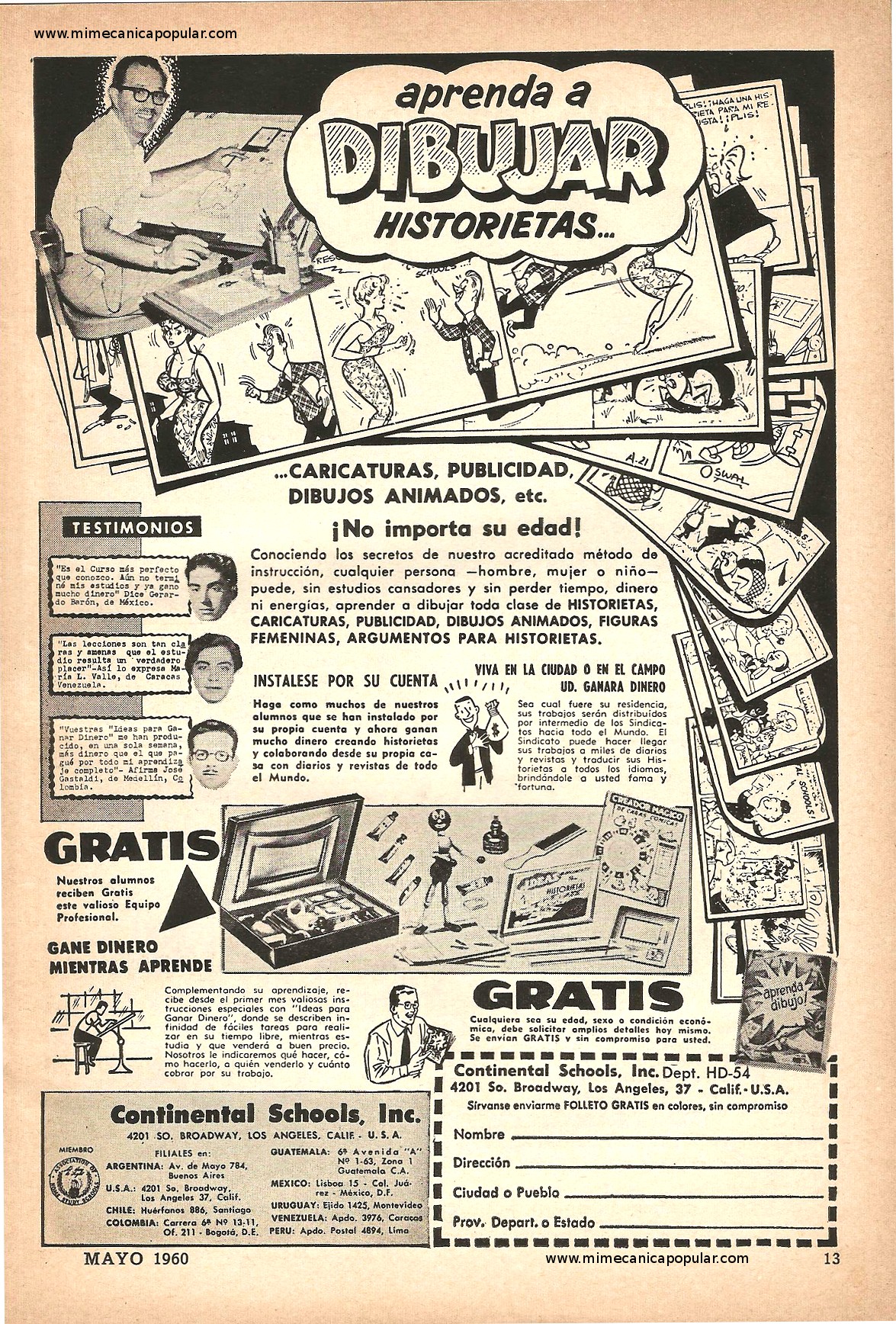 Publicidad - Continental Schools - Mayo 1960