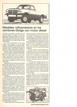 Notables refinamientos en los camiones Dodge con motor diesel - Octubre 1991