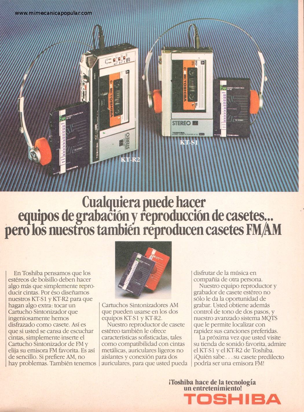 Publicidad - Reproductor de Cassette Portátil Toshiba - Octubre 1981