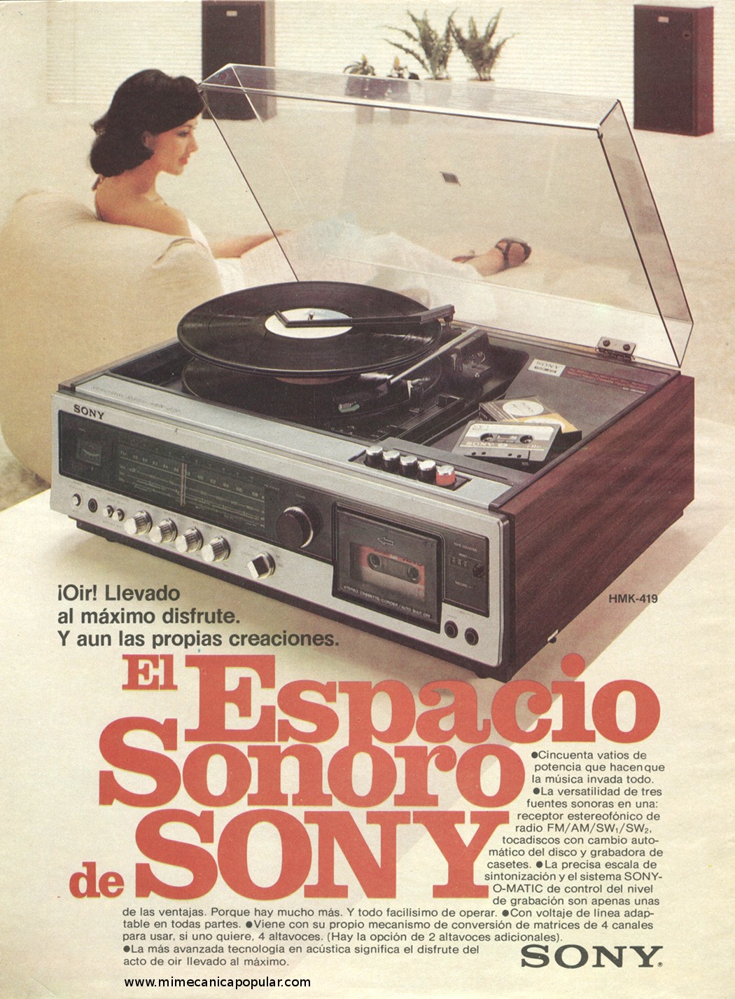 Publicidad - Tocadiscos Sony HMK-419 - Mayo 1979