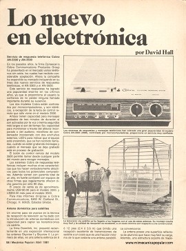 Lo nuevo en electrónica - Abril 1981