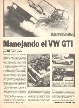 Manejando el Volkswagen GTI -Febrero 1983