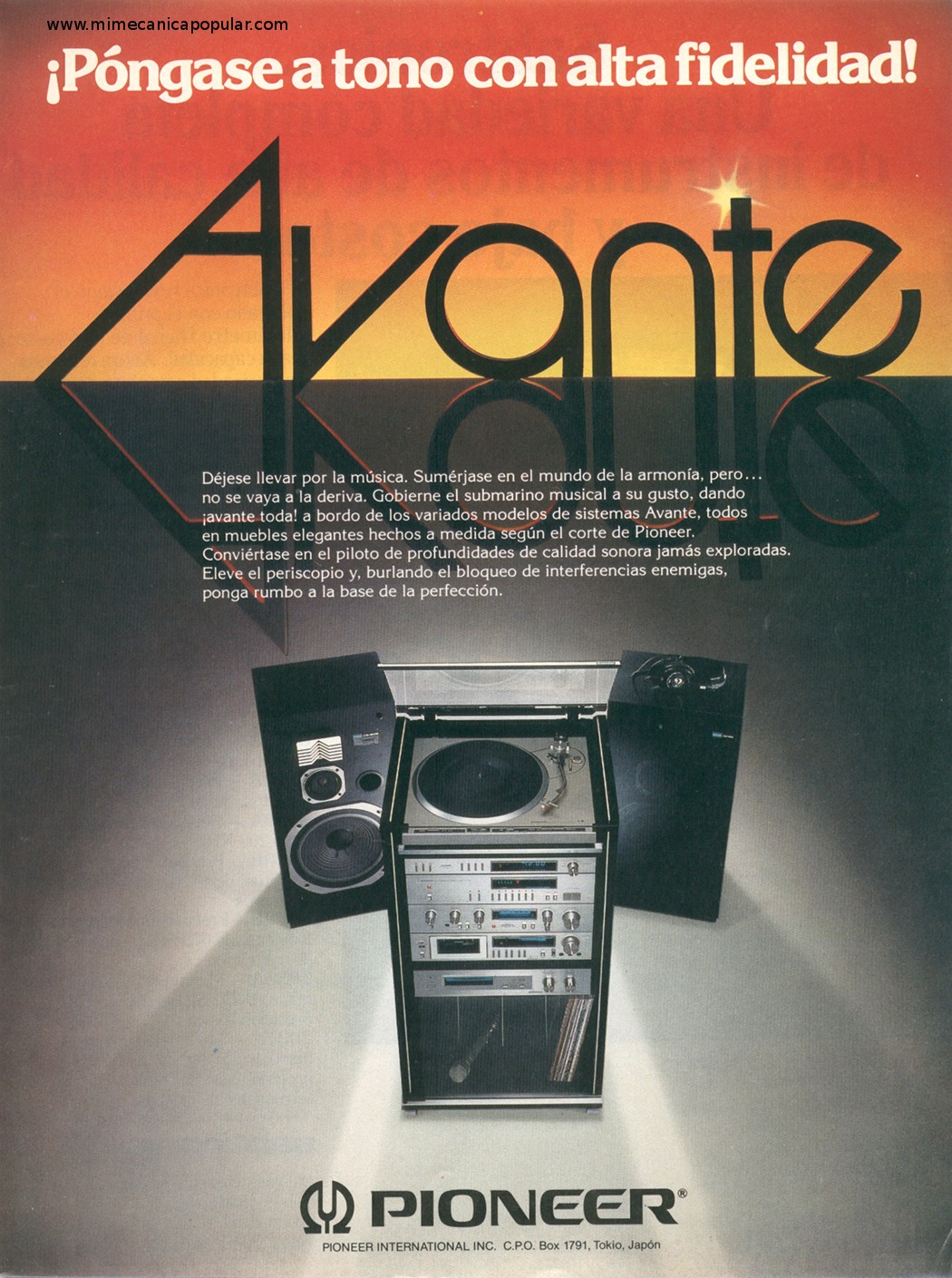 Publicidad - Equipo de Sonido - Avante Pioneer - Noviembre 1981