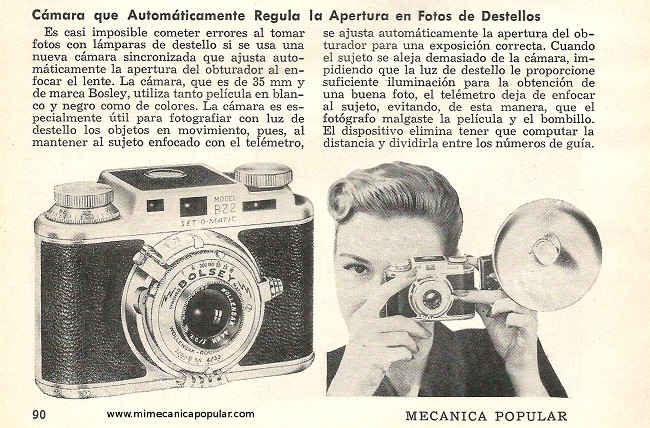 Cámara que automáticamente regula la apertura en fotos de destellos - Noviembre 1953